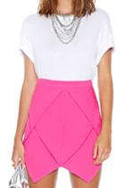 Romwe Layered Asymmetric High-waisted Rose Skirt