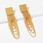 Romwe Textured Square Layered Chain Drop Earrings 1pair