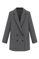 Romwe Double-breasted Grey Coat