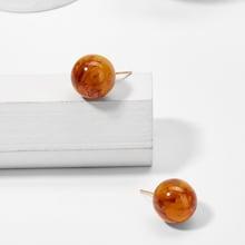 Romwe Marble Pattern Ball Stud Earrings