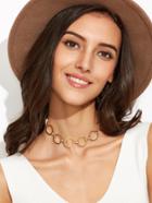 Romwe Gold Plated Alloy Circle Hollow Out Choker Necklace