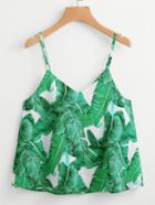 Romwe Palm Leaf Print Cami Top