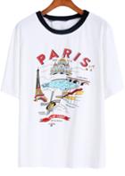 Romwe White Short Sleeve Paris Building Print T-shirt