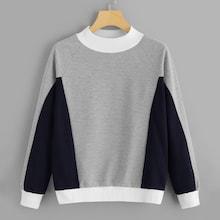 Romwe Cut And Sew Panel Raglan Sleeve Sweatshirt