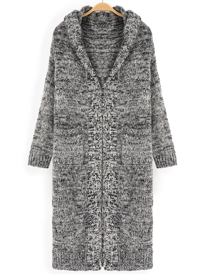 Romwe Hooded Pockets Long Coat