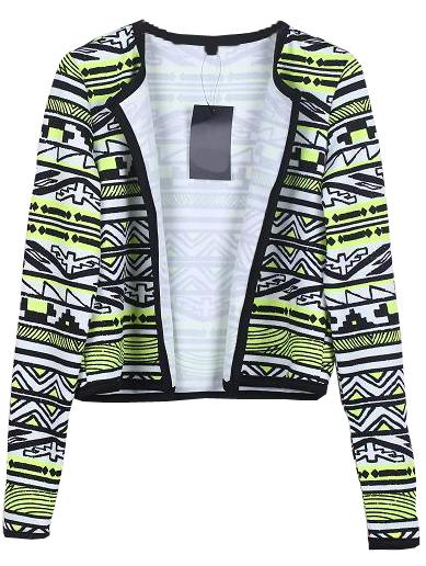 Romwe Geometric Print Crop Coat