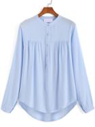 Romwe Dip Hem With Buttons Blouse