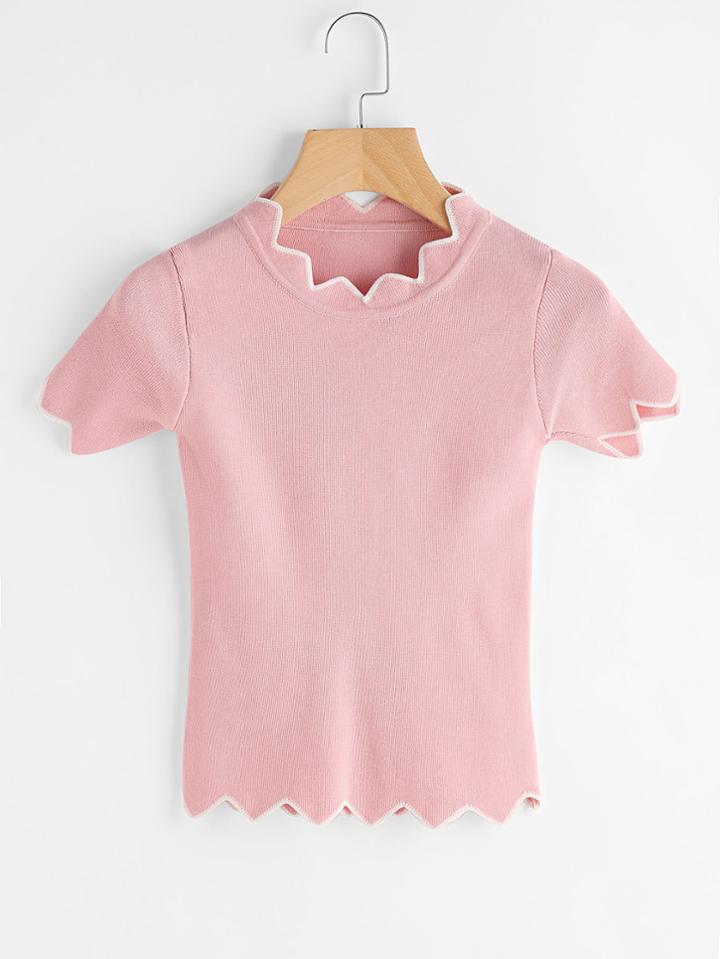 Romwe Chevron Trim Knit Tee