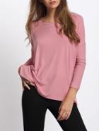 Romwe Pink Split Side Dip Hem Casual T-shirt