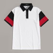 Romwe Guys Colorblock Sleeve Contrast Collar Polo Shirt