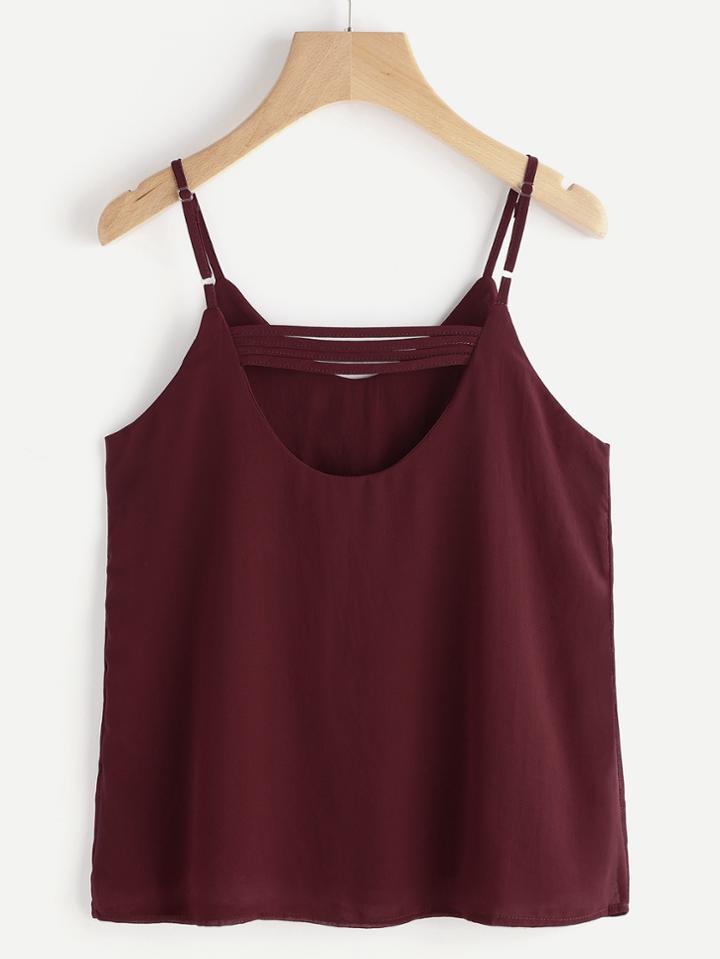 Romwe Strappy Open Back Chiffon Cami Top