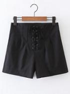 Romwe Lace Up Grommet Zipper Side Shorts