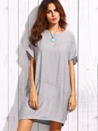 Romwe Grey Oversized Binding Dress
