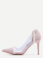 Romwe Pink Contrast Eyelet Clear Side Pumps