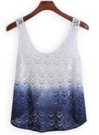 Romwe Ombre Hollow Lace Tank Top