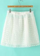 Romwe Grid Flare White Skirt