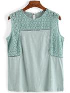Romwe Contrast Lace Crochet Tank Top
