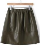 Romwe Elastic Waist Pu Skirt