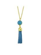 Romwe Blue Tassel Pendant Necklace For Women