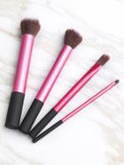 Romwe Black And Pink Makeup Brush Set 4pcs