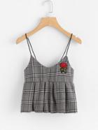 Romwe Wales Check Smock Cami Top