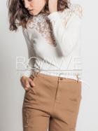 Romwe White Lace Embroidered Panel Blouse