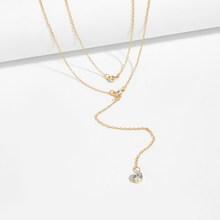 Romwe Rhinestone Detail Lariats Layered Necklace
