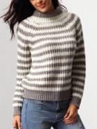 Romwe Turtleneck Striped Loose Sweater