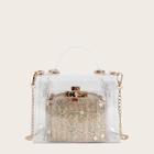 Romwe Clear Bag With Embroidered Inner Clutch