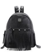 Romwe Black Metal Bead Tassel Backpack