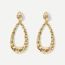 Romwe Textured Open Waterdrop Earrings