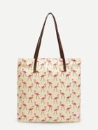 Romwe Flamingo Print Tote Bag