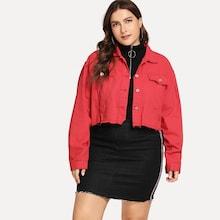 Romwe Plus Raw Hem Denim Jacket