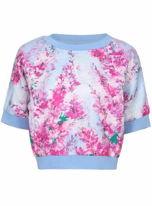 Romwe Half Sleeve Florals T-shirt