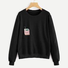 Romwe Drawing Print Drop Shoulder Sweatshirt