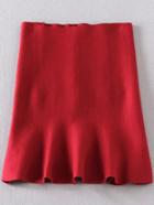 Romwe Mermaid Knit Burgundy Skirt