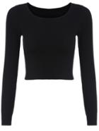 Romwe Long Sleeve Crop Black T-shirt