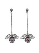 Romwe Bead Long Chain With Bee Pattern Dangle Earrings