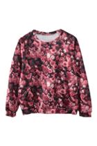 Romwe Floral Print Short Sweatshirt