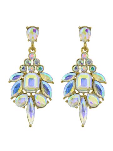 Romwe White Rhinestone Chandeliers Dangle Earrings