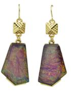 Romwe Purple Stone Drop Earrings