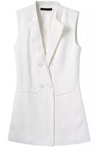 Romwe Lapel Double Breasted With Pocket White Vest