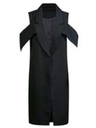 Romwe Black Lapel Long Design Vest