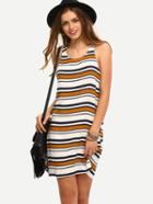 Romwe Multicolor Sleeveless Striped Shift Dress