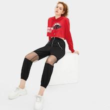 Romwe Contrast Mesh Zip Detail Pants