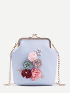 Romwe Applique Kiss Lock Chain Bag With Faux Pearl