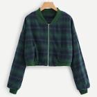 Romwe Drop Shoulder Tartan Plaid Jacket