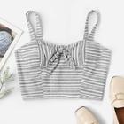 Romwe Striped Knot Cami Top