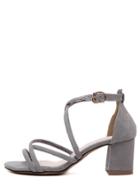 Romwe Gray Open Toe Strappy Gladiator Chunky Sandals