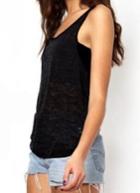 Romwe Y-back Loose Black Vest